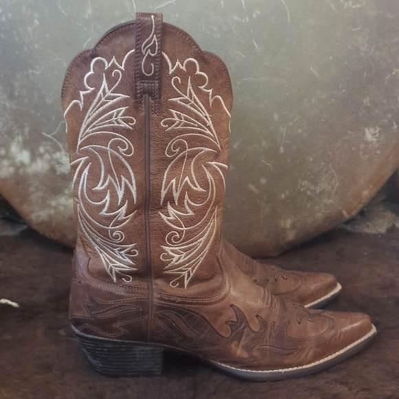 ARIAT "Heritage Western J Toe Wingtip" style 10005920 cowgirl boots sz 7.5 B euc - Picture 6 of 16